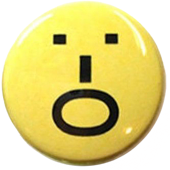button with a surprised face text emoticon